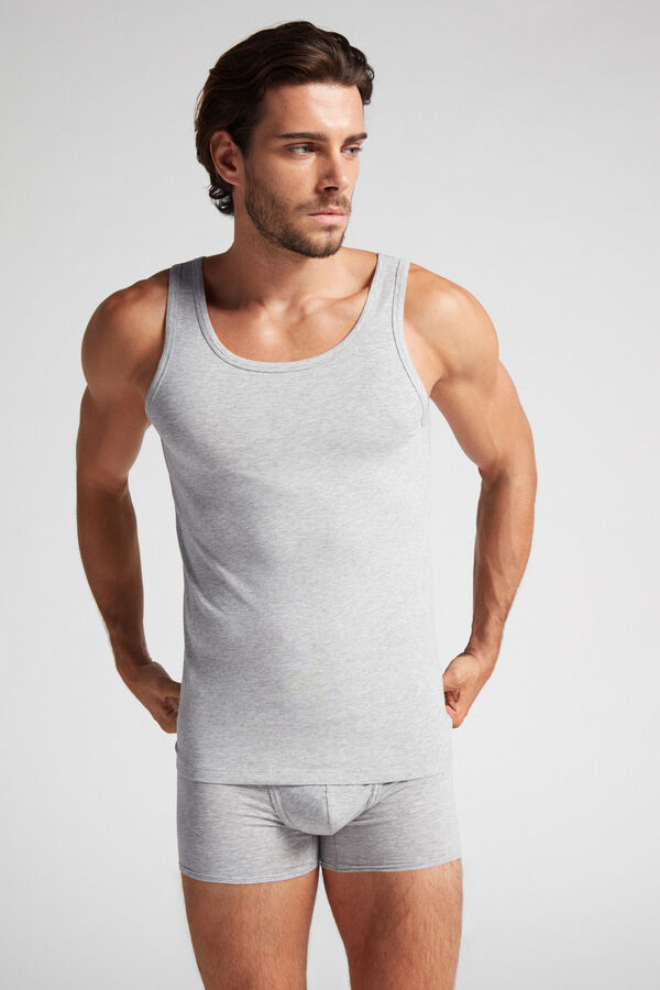 Tanktop mit Rundhalsausschnitt aus elastischer Superior-Baumwolle