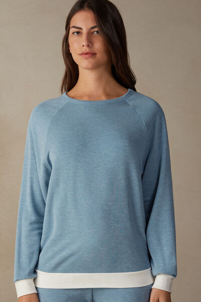 Romantic Bedroom Contrast Trim Top in Modal with Wool