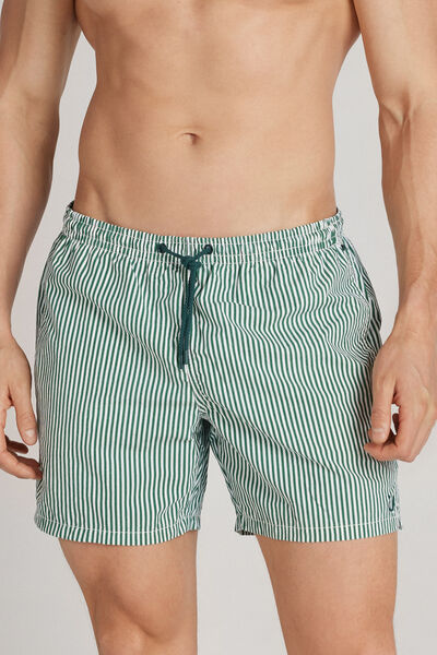 Green Striped Swim Trunks