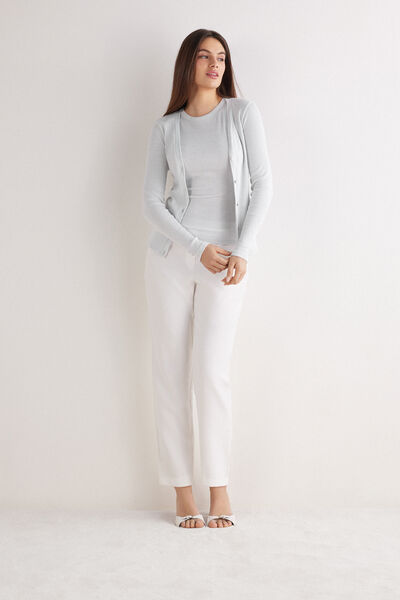 Cardigan a Costine in Cotone Lamè
