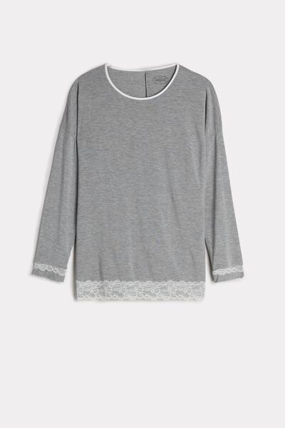 Long-Sleeve Round-Neck Modal Top