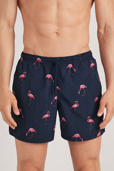 Badshorts med flamingotryck