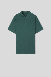 Washed Collection Short Sleeve Polo in Slub Cotton
