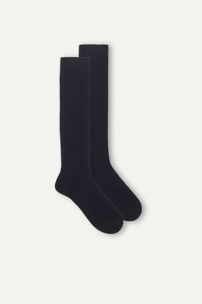 Long Ribbed Cashmere and Wool Socks