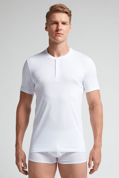 Superior Cotton T-Shirt with Grandad Collar