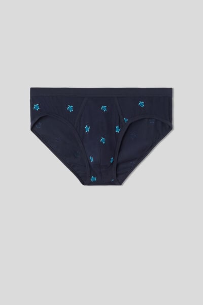 Natural Fresh Cotton Briefs with Turtle Print