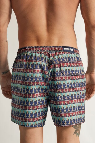 Badeshorts zum Wenden mit mehrfarbigem Print in Rot
