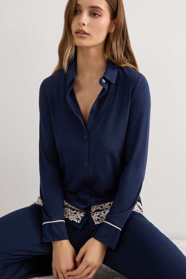 Vorne offenes Shirt aus Modal Pretty Flowers