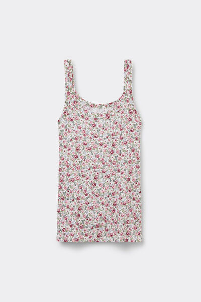 Tanktop in Geribbelde Modal Floral Romance