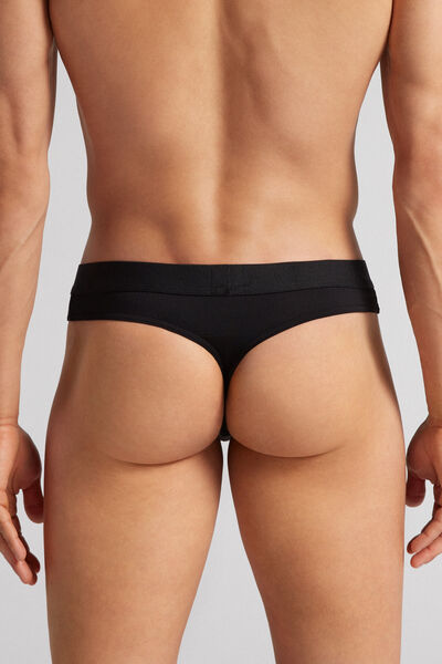 Men's Microfibre Thong with Logo Detail