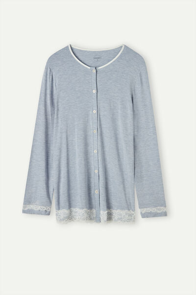 Modal and Lace Button-Down Top