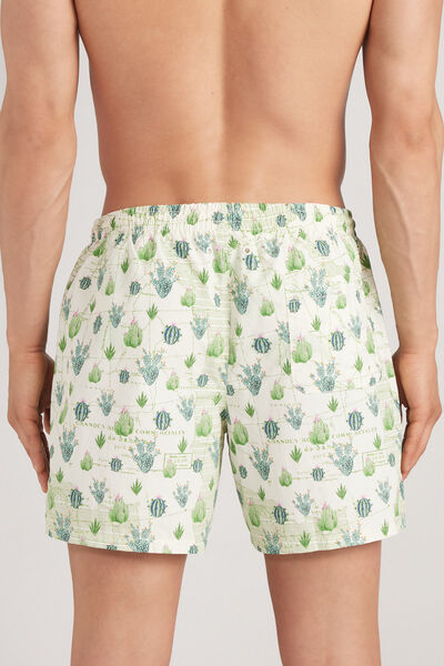 Swim Trunks with Cactus and Map Print