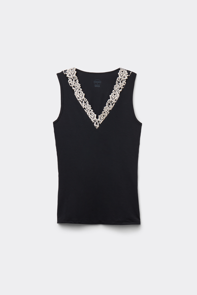 Pretty Flower Modal and Lace Tank Top