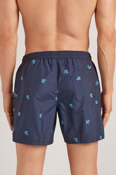 Swim Trunks with Embroidered Turtles