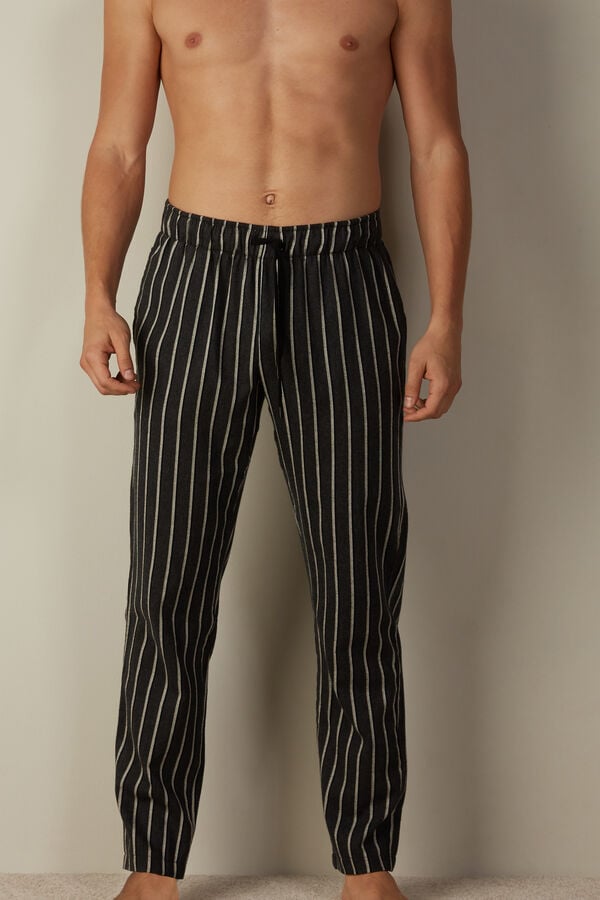 Striped Pants in Brushed Cotton Cloth