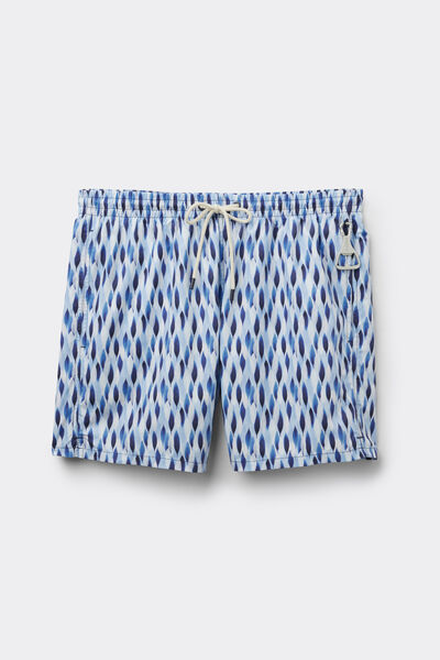 Swim Trunks with Blue/White Droplet Print