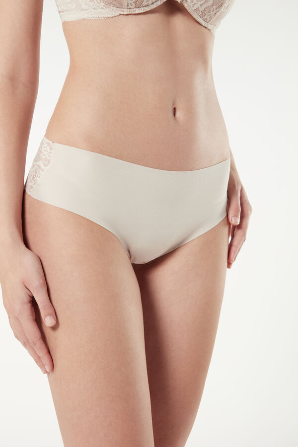 Seamless Cotton and Lace Brazilian Hipsters
