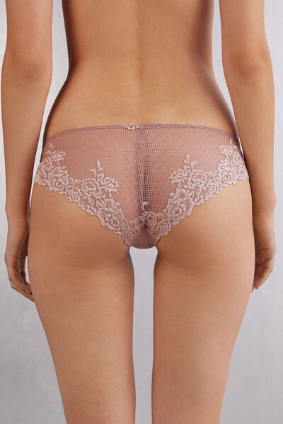 Damen Slip Pretty Flowers mit Spitze und floralem Muster