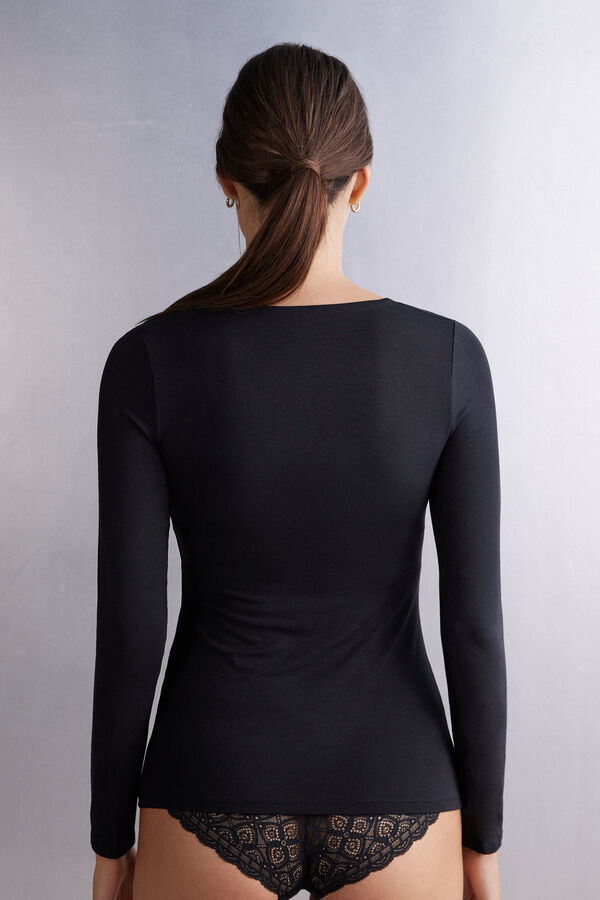 Long-Sleeve Modal Bodysuit with Scoop Neck - Intimissimi