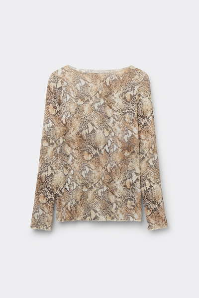 Seductive Glamour Snakeskin Print Top in Modal Ultralight with Cashmere