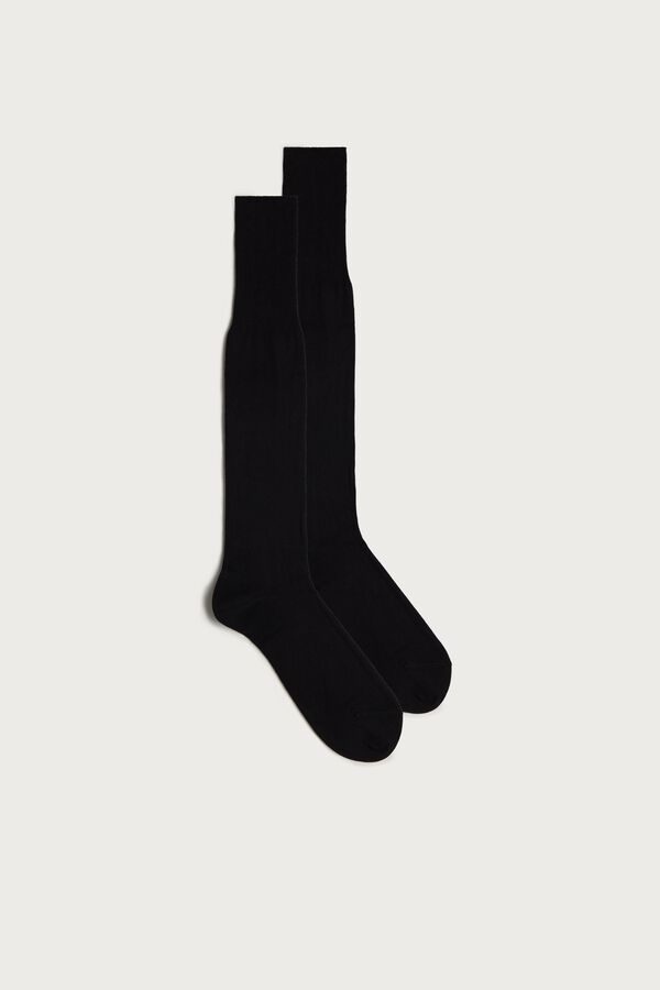 Lange sokken van katoen-zijde-kasjmiermix