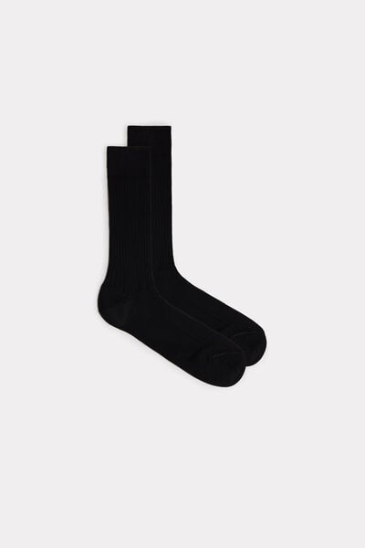 Korte geribbelde katoenen Lisle sokken