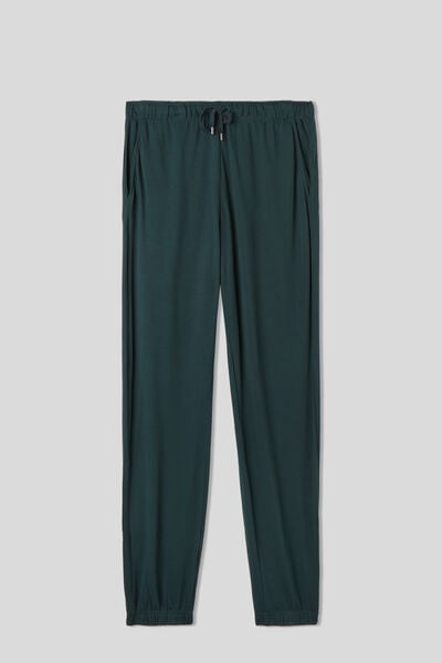 Pantaloni Lungi din Piqué de Modal și Mătase