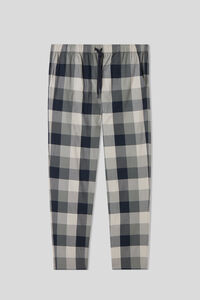 Green Check Full Length Pants in Cotton Cloth