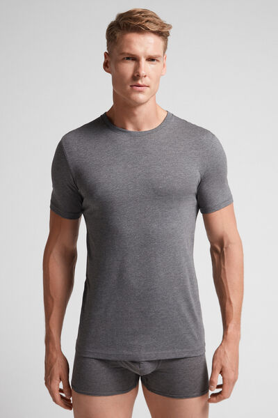 T-Shirt z Krótkim Rękawem i Okrągłym Kołnierzykiem z Bawełny Supima®