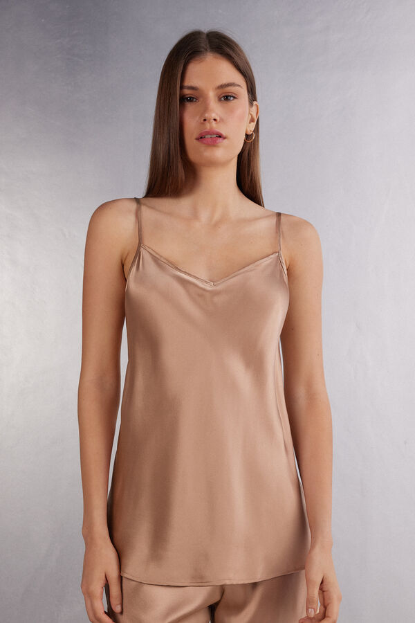 Silk Satin Top with V Neck