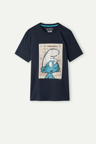 T-shirt Smurfs Jornal em Algodão