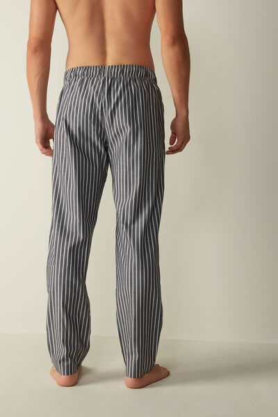 Pantalon en toile de coton à rayures grises