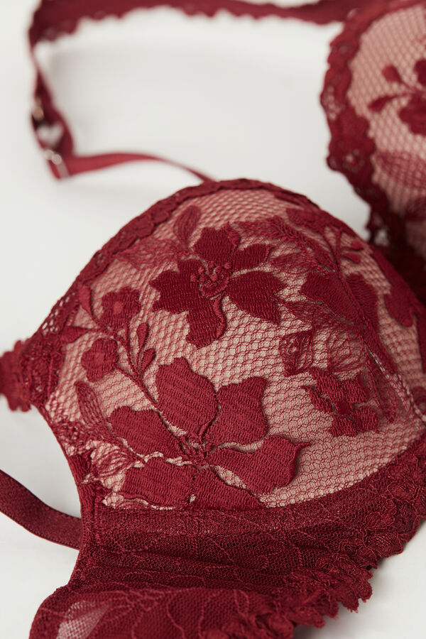  Red See Through Elastic Floral Lace Bandeau Top : Handmade  Products