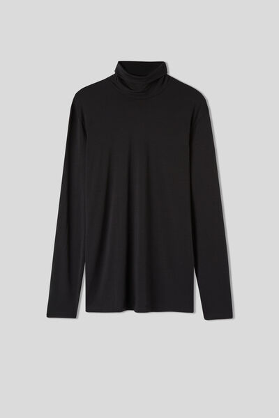 Long-sleeve High-Neck Merino-Wool Top