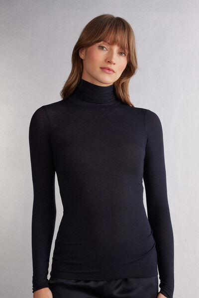 Maglia in Modal Ultralight con Cashmere Collo Alto
