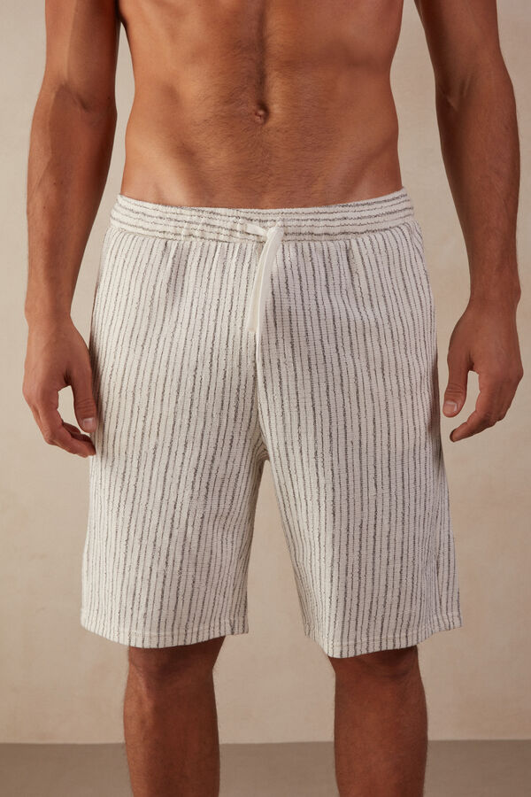 Krátké Kalhoty z Teplákoviny s Pruhovaným Vzorem
