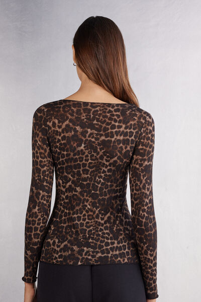 Playera de Manga Larga en Modal Ultralight con Cashmere Luxurious Leopard