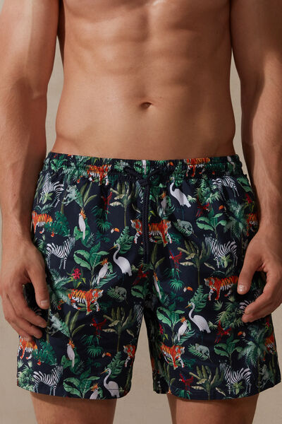 Jungle-Print Swim Shorts