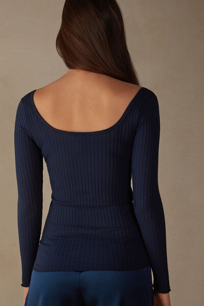 Tubular Front and Back Bateau Neck Top in Silk Cotton