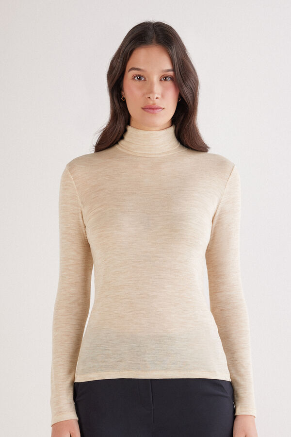 High Neck Long-Sleeved 100% Merino Wool Knit