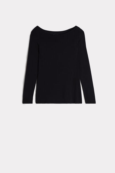 Shirt aus Mikromodal mit U-Boot-Ausschnitt