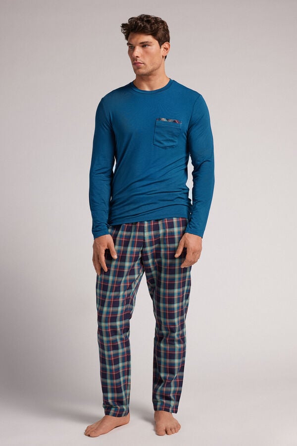 Dugačka pidžama od mikromodala i pamučnog platna