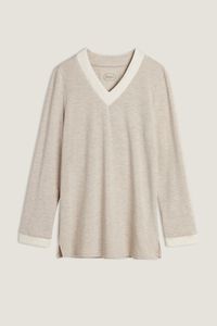 Top in Modal and Cashmere Plush with Matelasse Insets