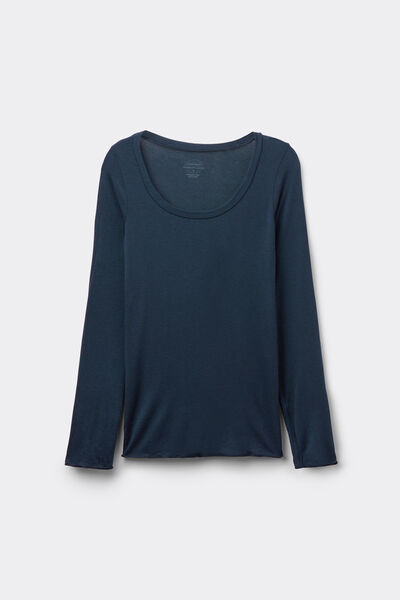 Long-Sleeved Scoop-Neck Top made from Ultralight Modal and Cashmere