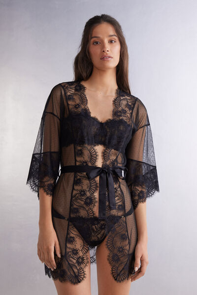 Sensual Flowers Plumetis Tulle and Lace Dressing Gown