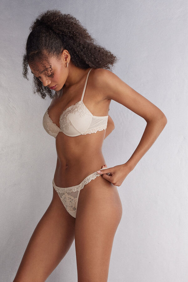 Pretty Flowers Thong with Side Straps