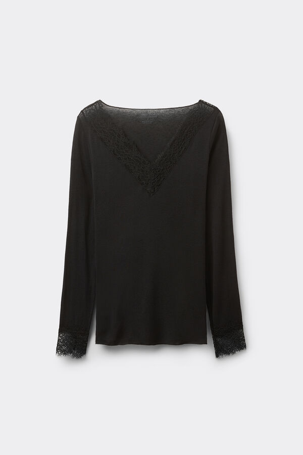 Modal Cashmere Ultralight Long Lace Shirt