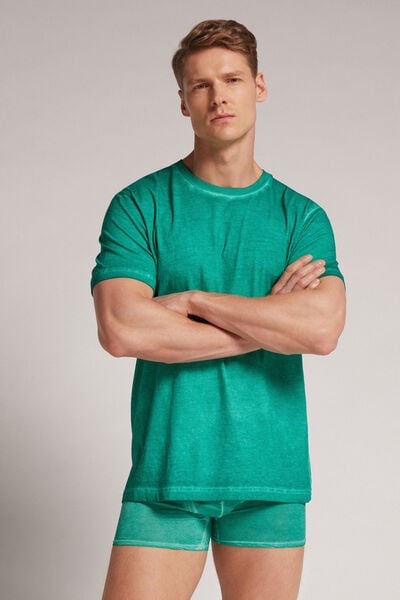 Oil Washed Short-Sleeved Cotton Top