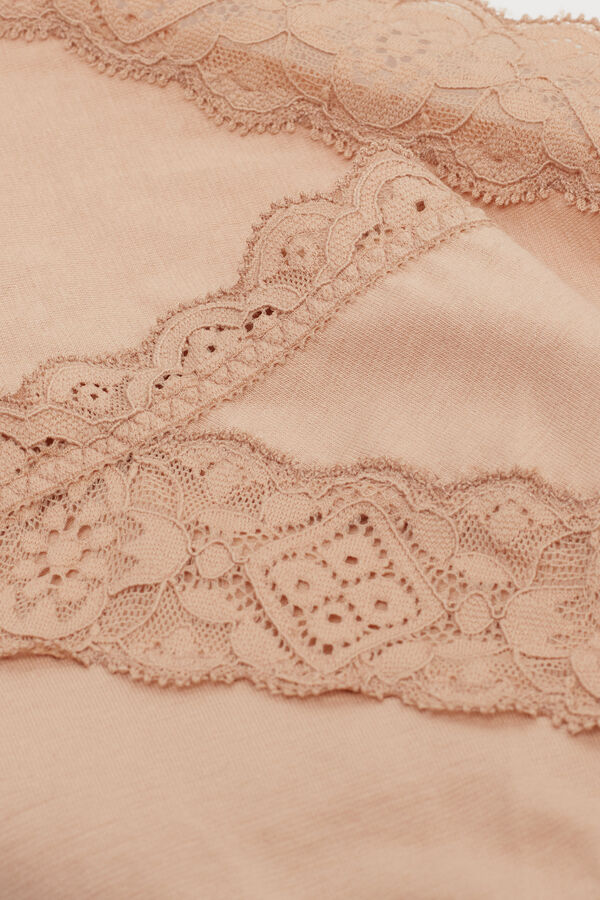 Semi-High Rise Cotton and Lace Panties