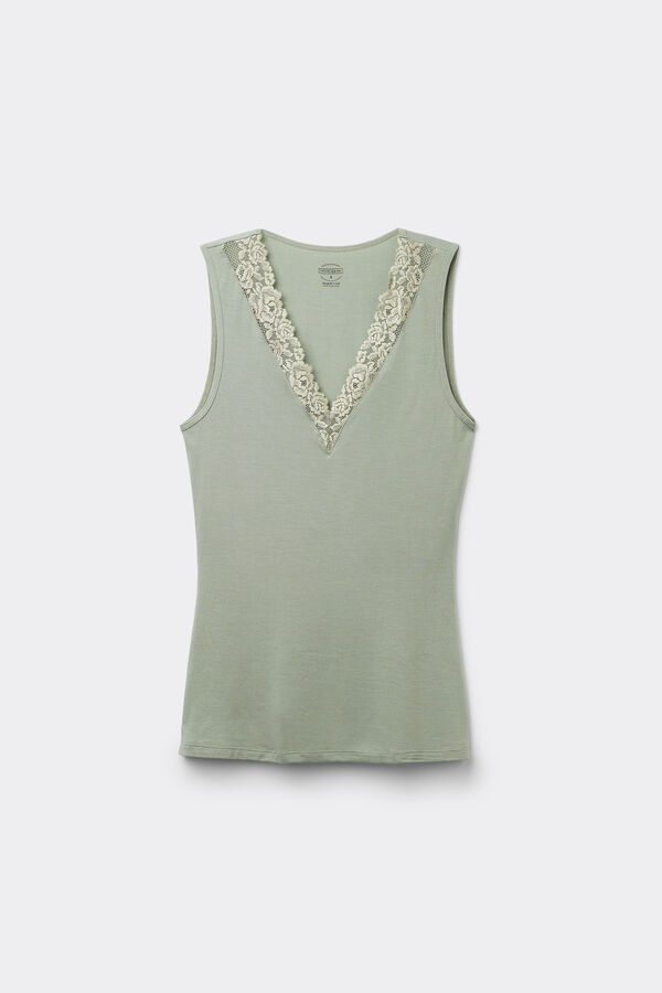 Pretty Flower Modal and Lace Vest Top